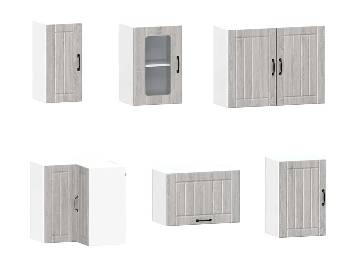 11 peças armário de cozinha conjunto Kalmar cinza sonoma