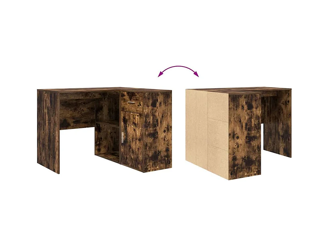 Bureau d'angle avec tiroir 2 pcs Chêne fumé 102 x 50 x 75 cm