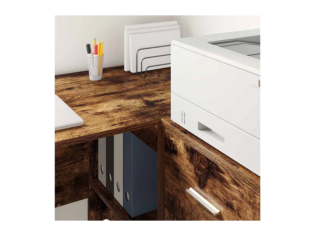 Bureau d'angle Chêne fumé 102 x 50 x 75 cm Bois d'ingénierie