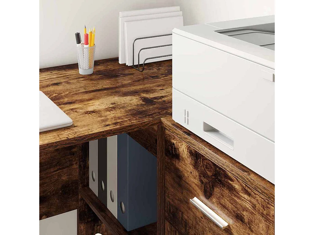 Bureau d'angle avec tiroir Chêne fumé 102 x 88 x 75 cm