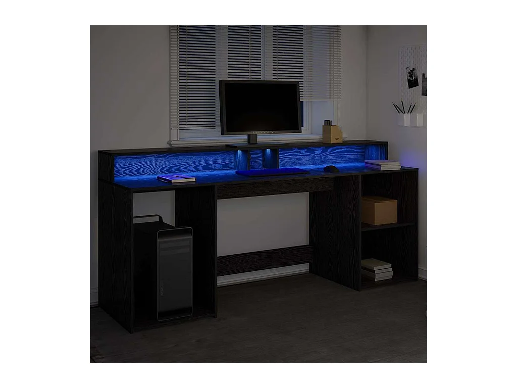 Bureau avec porte Chêne noir 200 x 55 x 91 cm Bois d'ingénierie