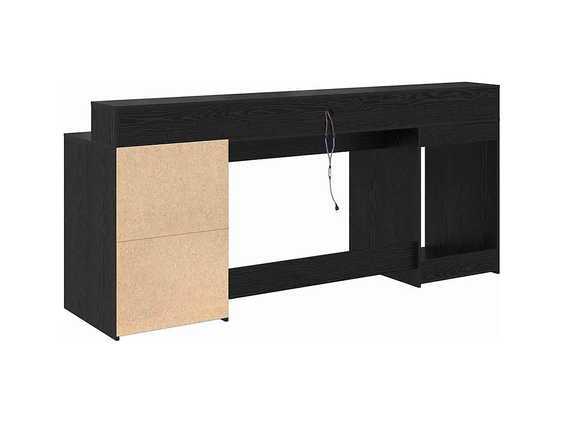 Bureau avec porte Chêne noir 200 x 55 x 91 cm Bois d'ingénierie