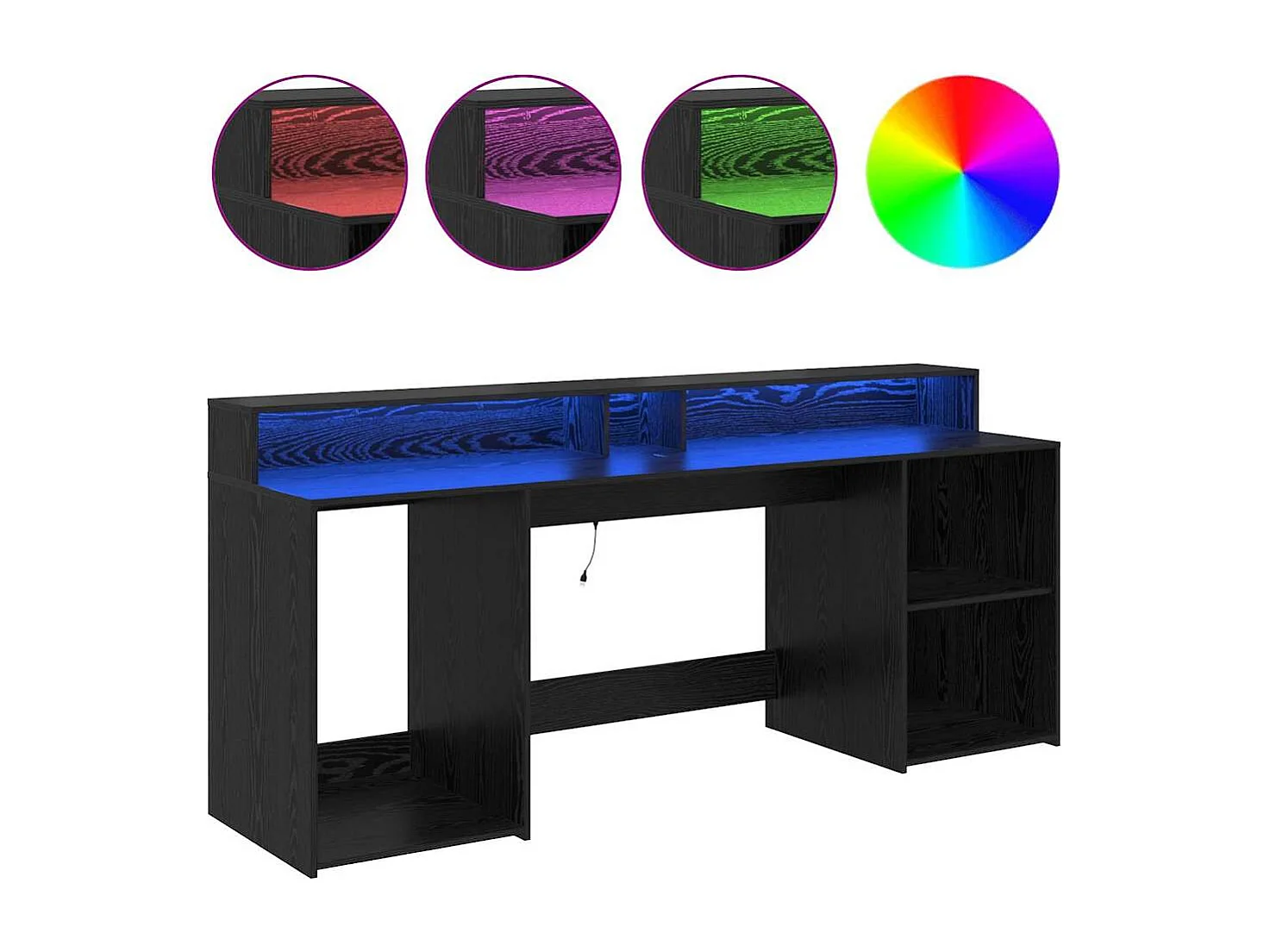 Bureau avec porte Chêne noir 200 x 55 x 91 cm Bois d'ingénierie