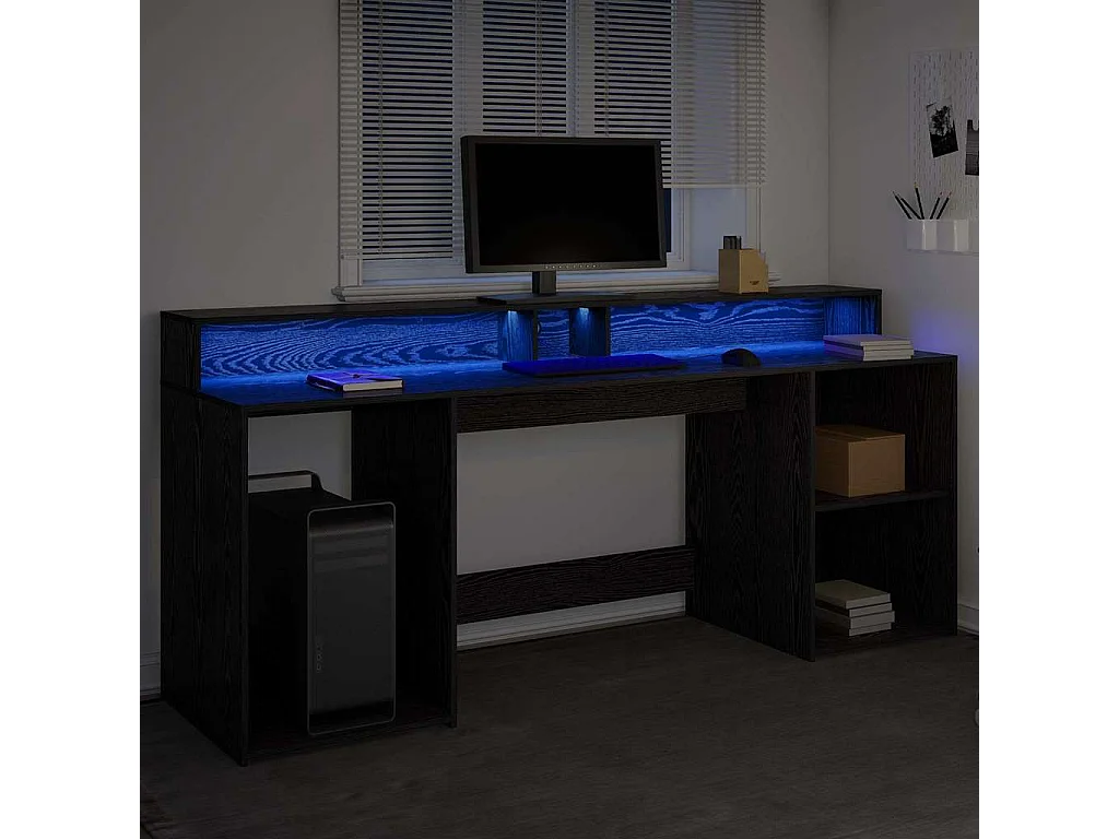 Bureau avec porte Chêne noir 200 x 55 x 91 cm Bois d'ingénierie