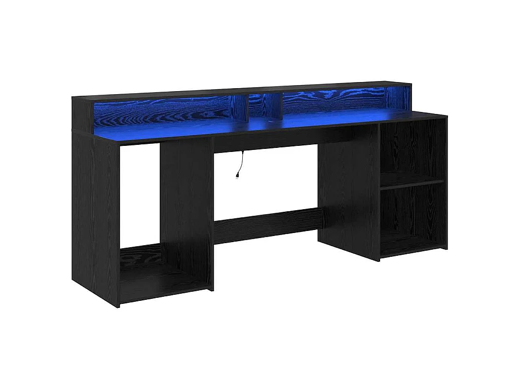 Bureau avec porte Chêne noir 200 x 55 x 91 cm Bois d'ingénierie