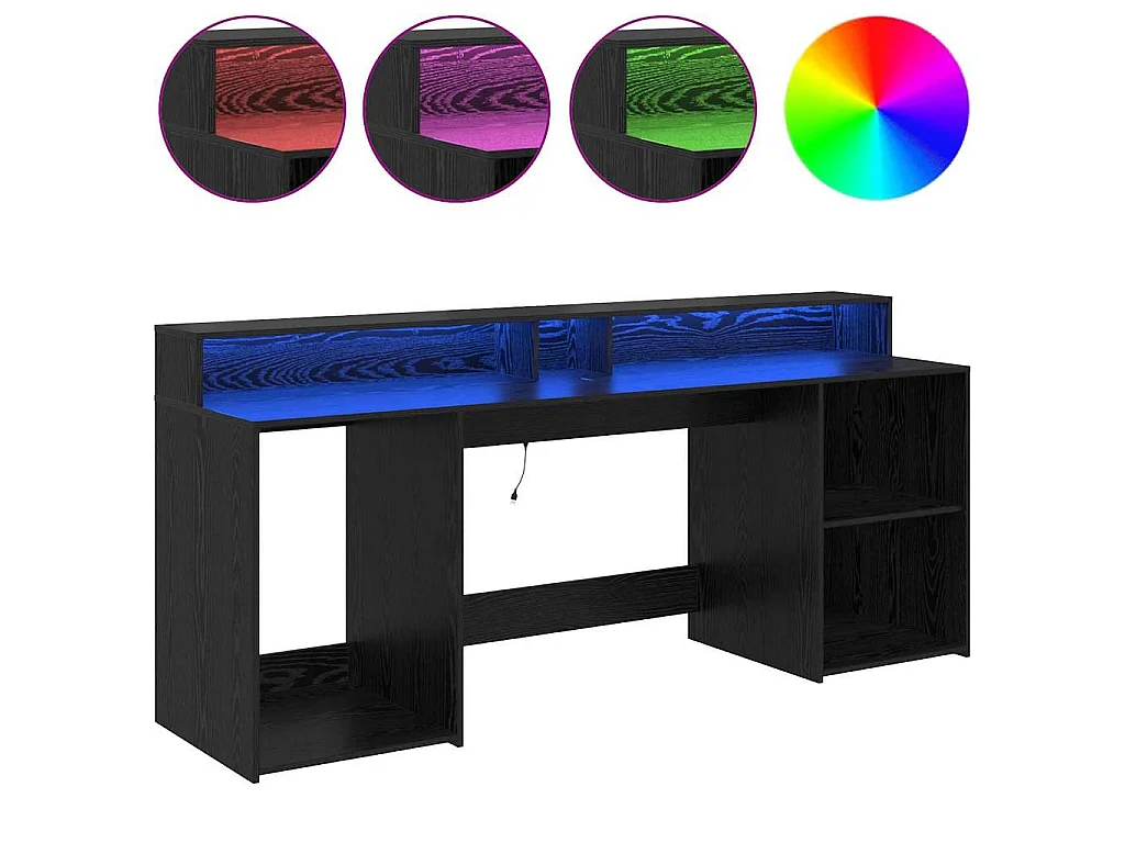 Bureau avec porte Chêne noir 200 x 55 x 91 cm Bois d'ingénierie