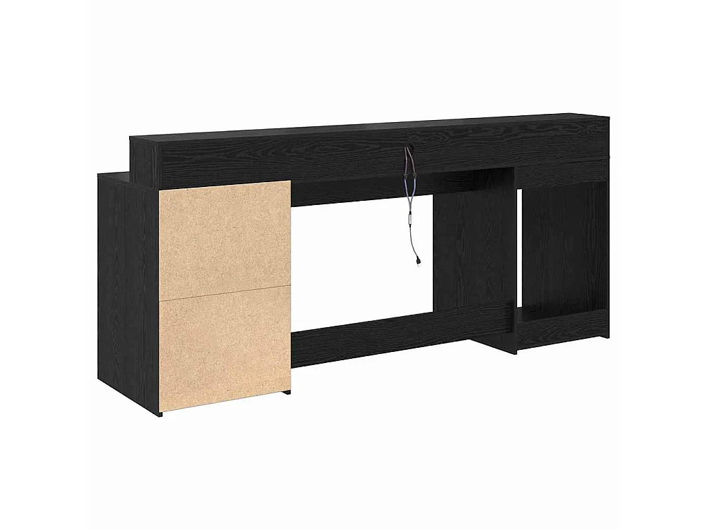 Bureau avec porte Chêne noir 200 x 55 x 91 cm Bois d'ingénierie