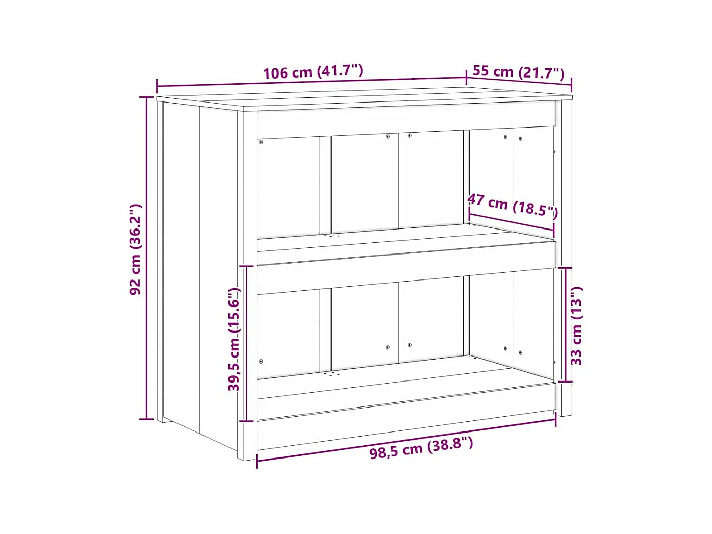 Armoire de cuisine Marron 106 x 55 x 92 cm douglas massif