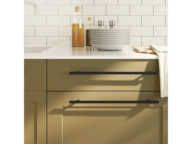 Poignées d'armoire 10 pcs noir 320 mm acier inoxydable