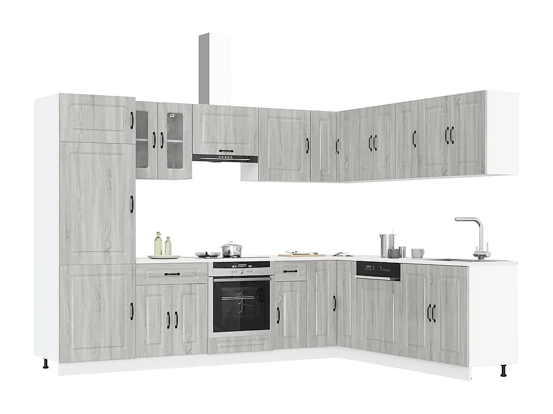 14 peças armário de cozinha conjunto Kalmar cinza sonoma