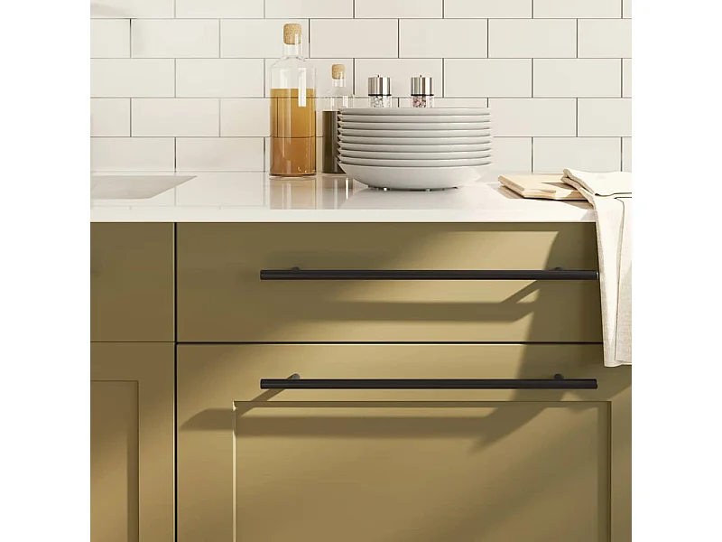 Puxadores para móveis 5 pcs 320 mm aço inoxidável preto