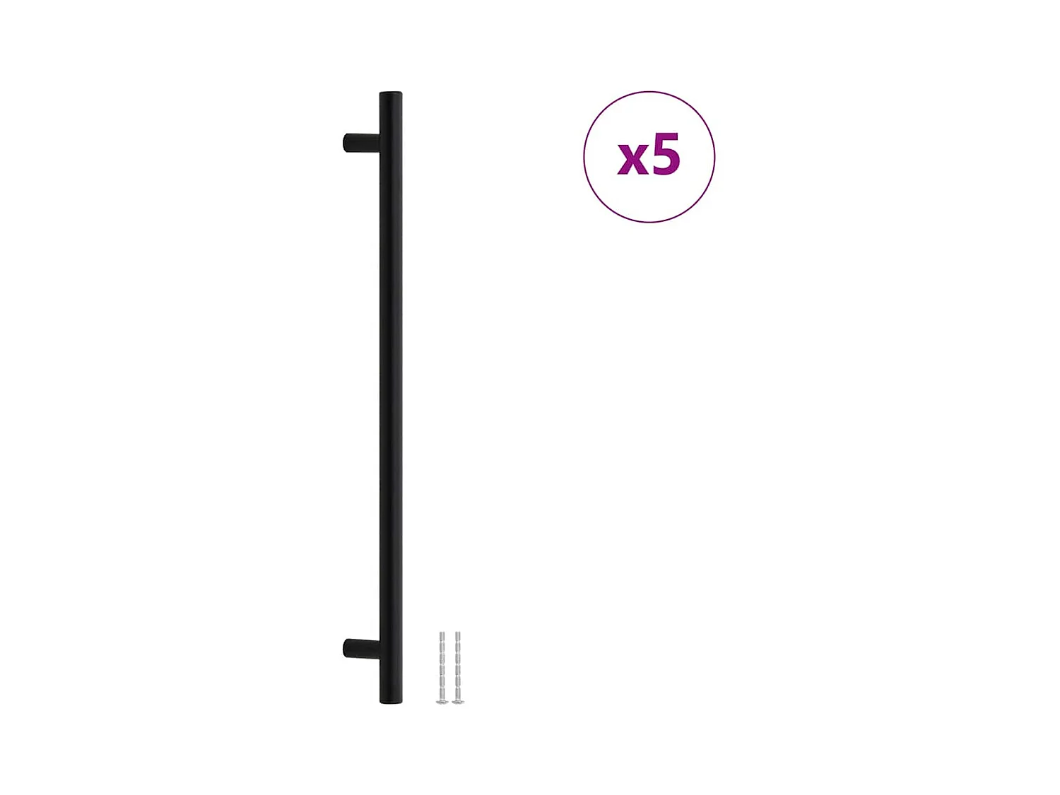 Poignées d'armoire 5 pcs noir 320 mm acier inoxydable