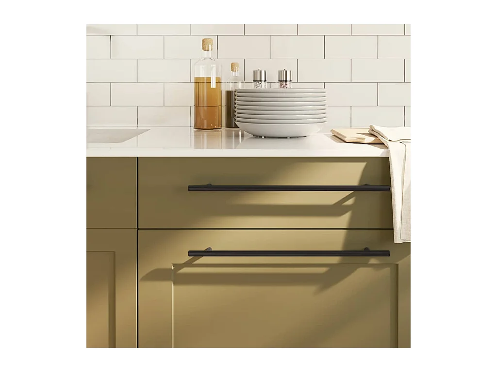 Poignées d'armoire 5 pcs noir 320 mm acier inoxydable