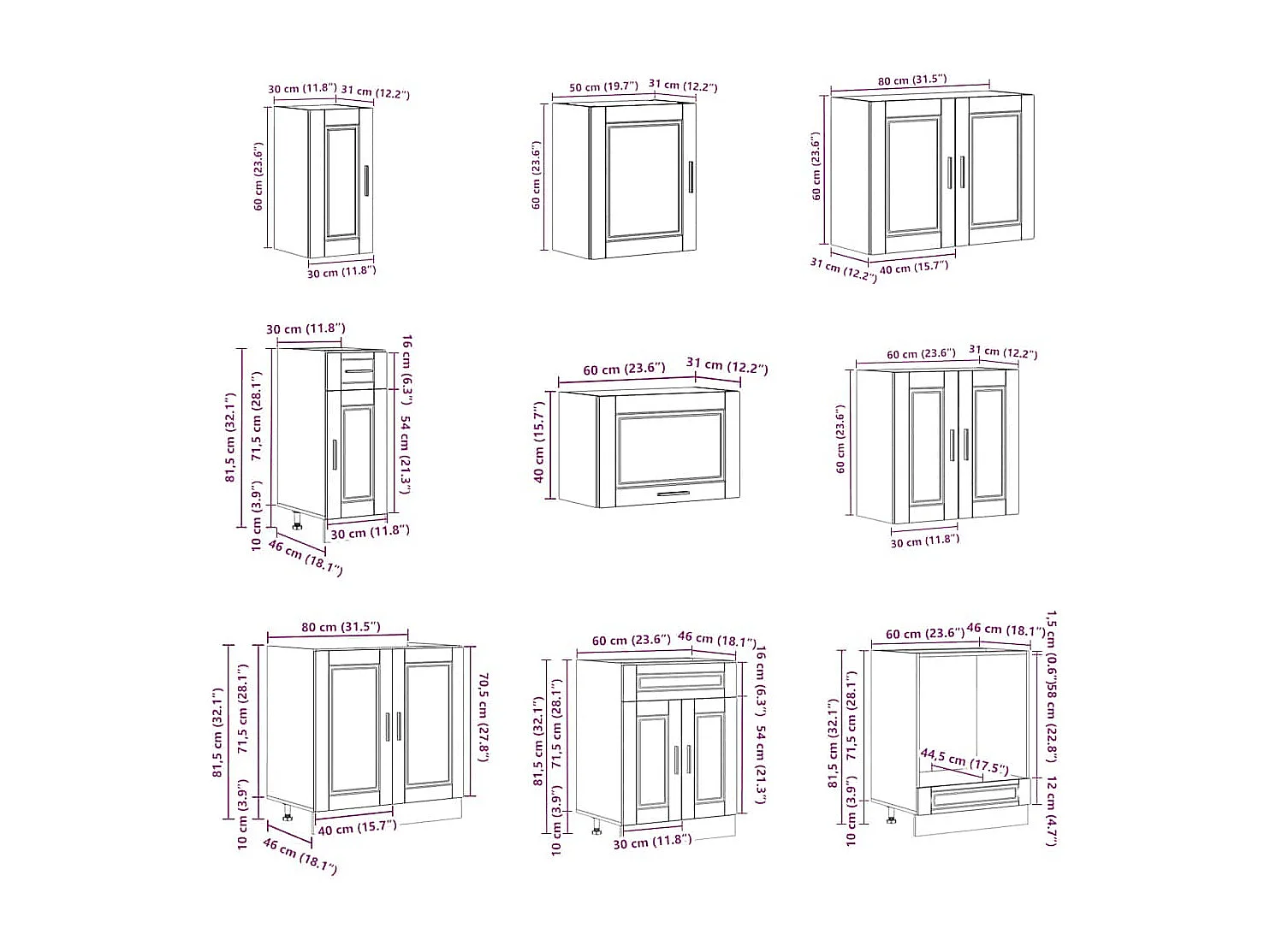 14 peças armário de cozinha conjunto Porto branca