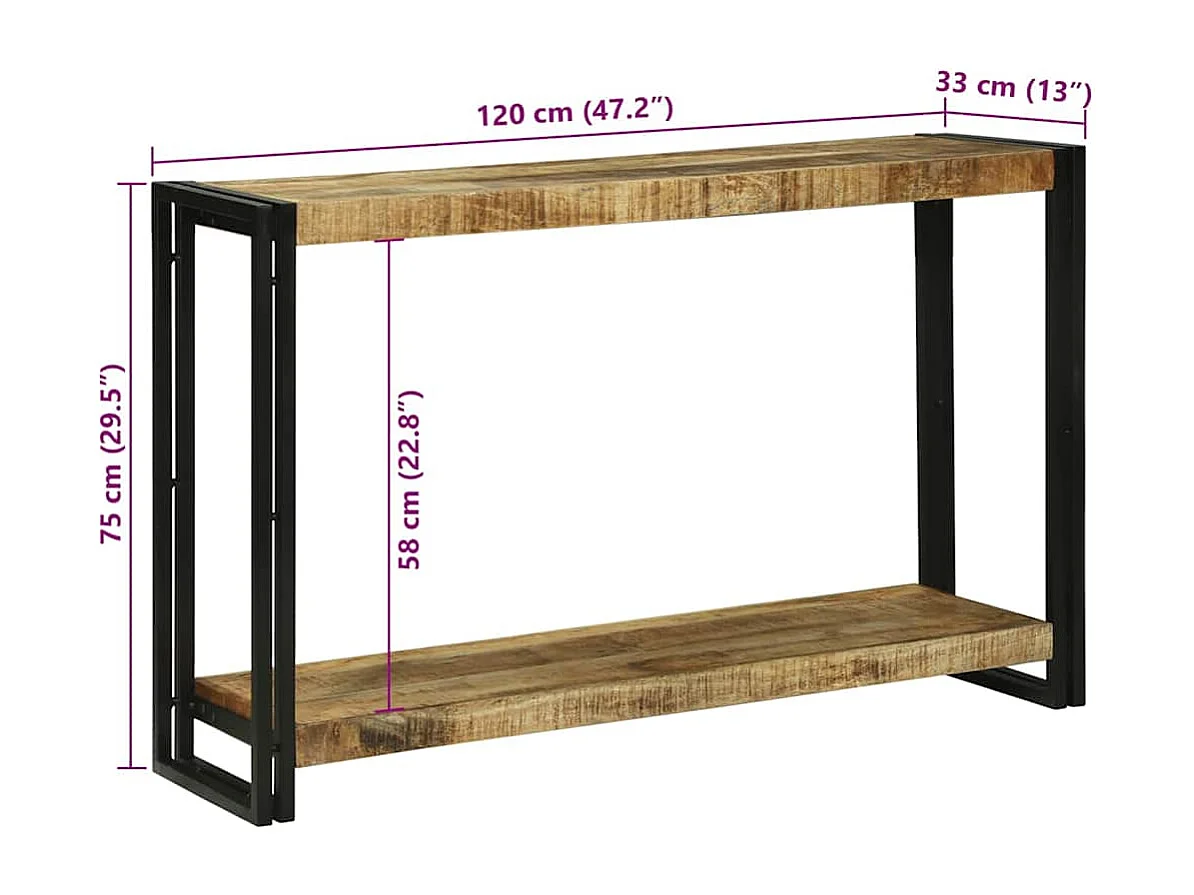 Table console Marron 120 x 33 x 75 cm Bois de mangue massif