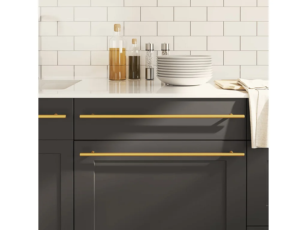 Tiradores para armarios 20 uds acero inoxidable dorado 480 mm