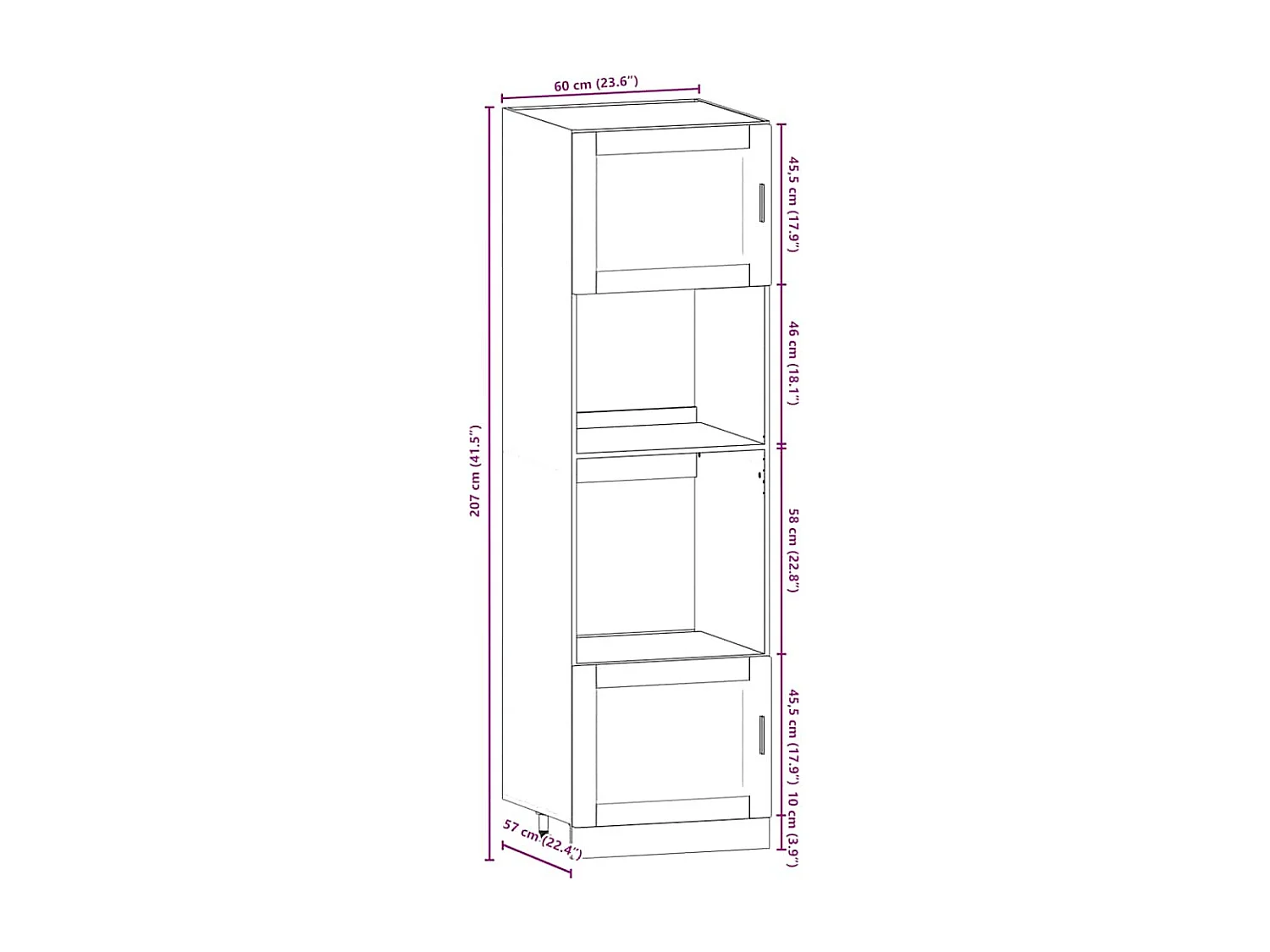 Ensemble de 7 meubles de cuisine "Porto" en bois d'ingénierie vieilli