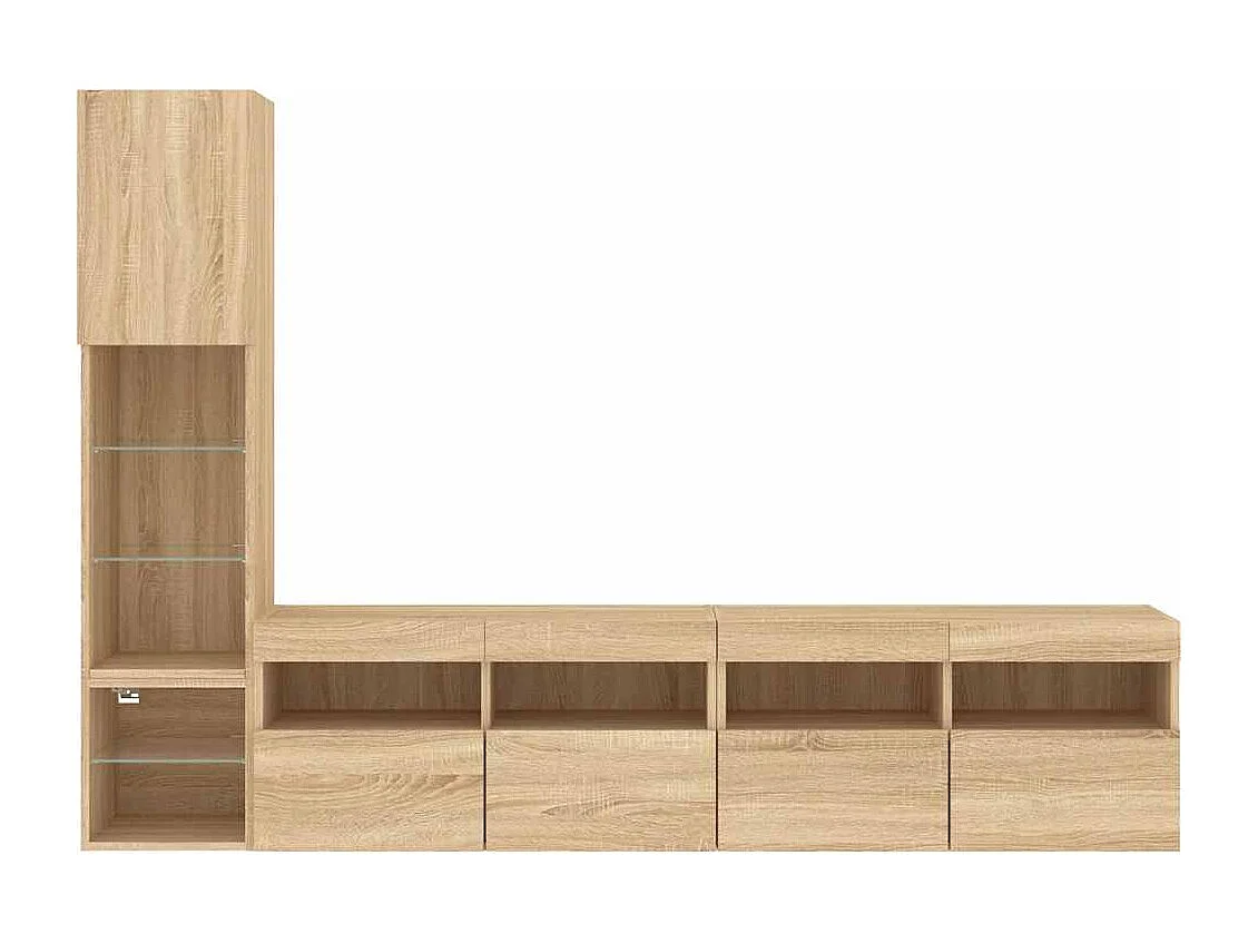 Unités murales TV avec LED 4 pcs chêne sonoma bois d'ingénierie