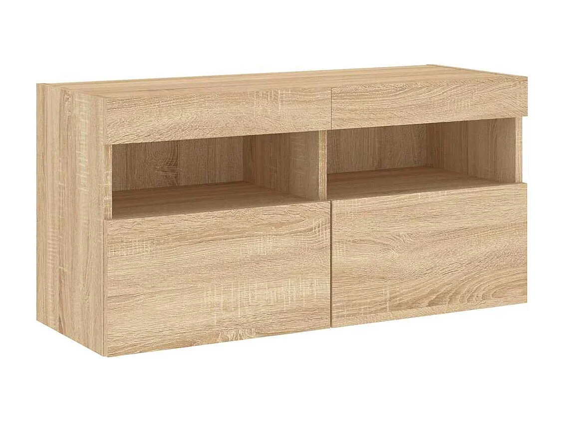 Unités murales TV avec LED 4 pcs chêne sonoma bois d'ingénierie