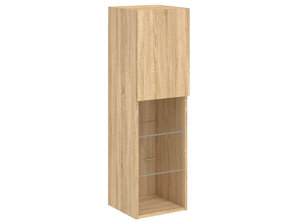 4-delige Tv-wandmeubelset met LED bewerkt hout sonoma eiken