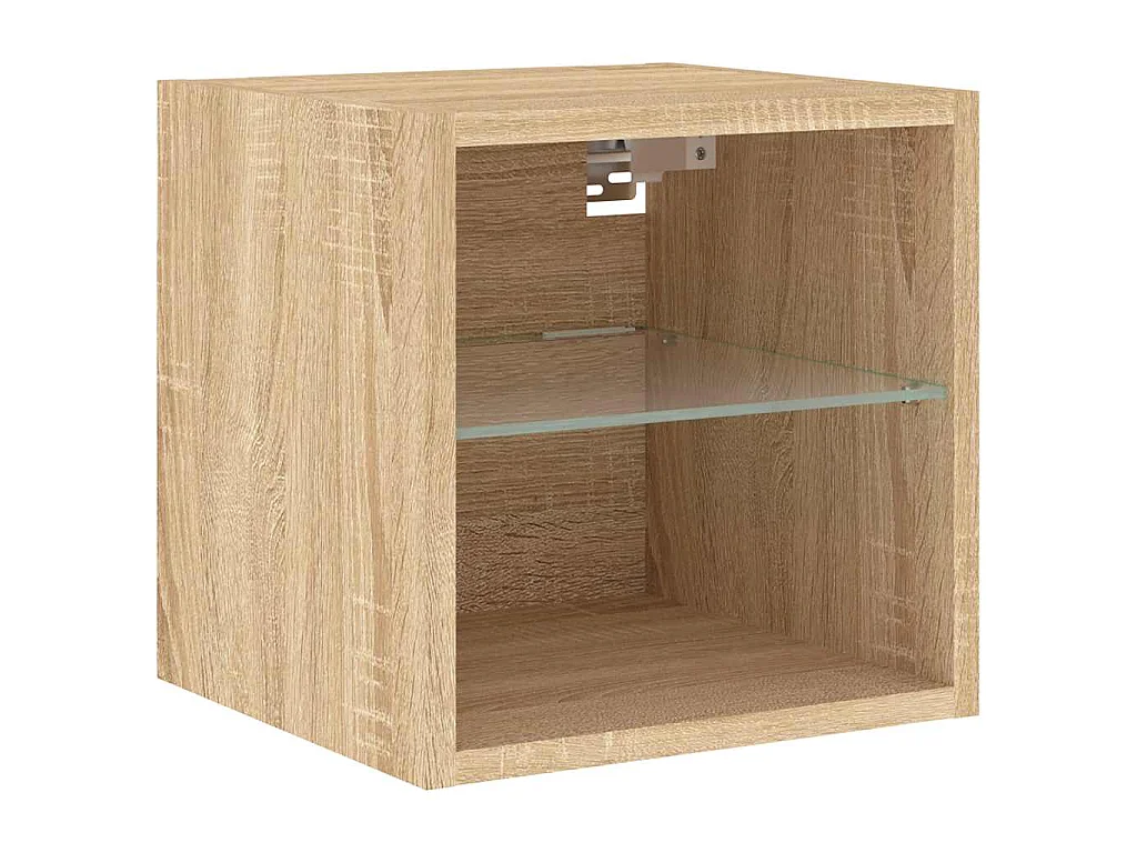 4-delige Tv-wandmeubelset met LED bewerkt hout sonoma eiken