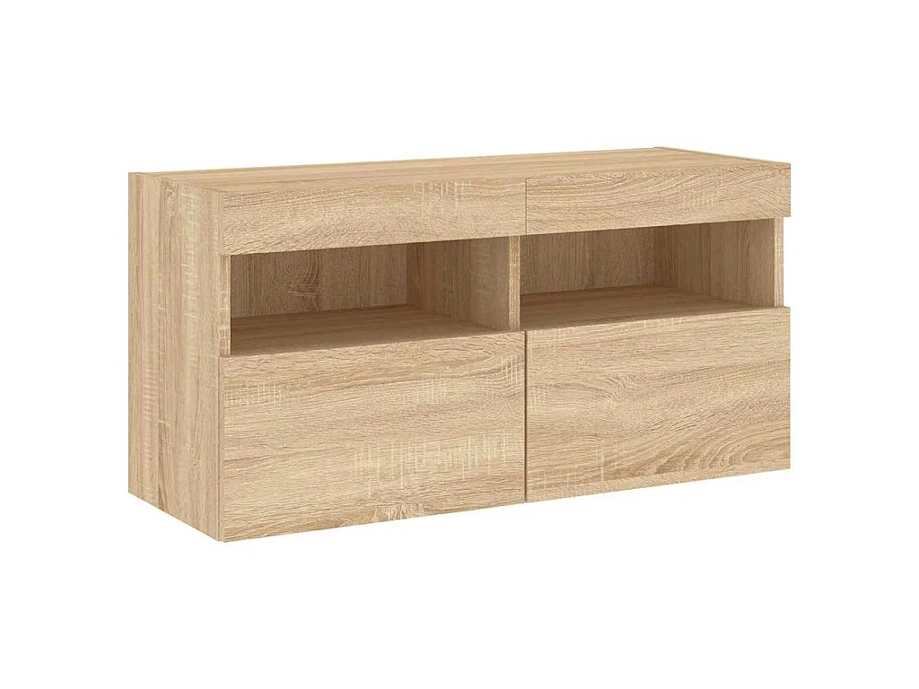 4-delige Tv-wandmeubelset met LED bewerkt hout sonoma eiken