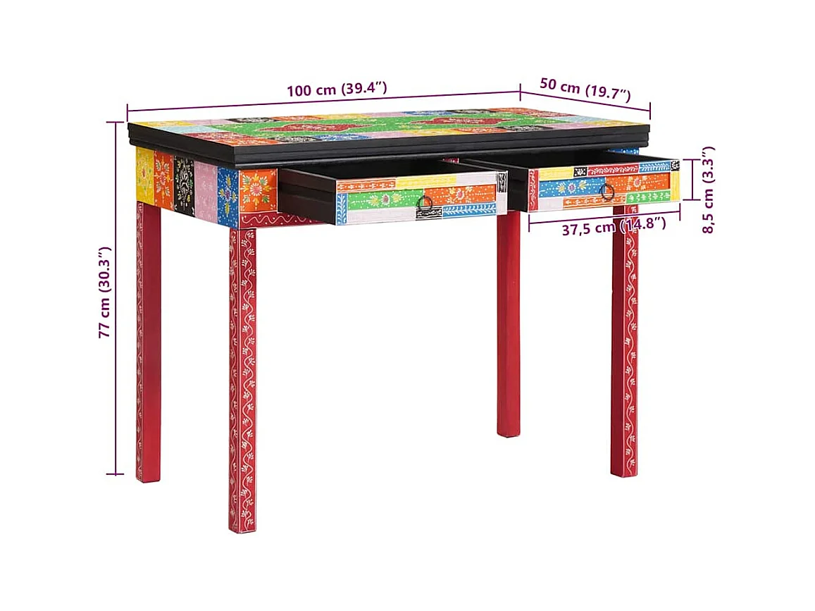 Bureau Marron 100 x 50 x 75 cm Bois de manguier massif