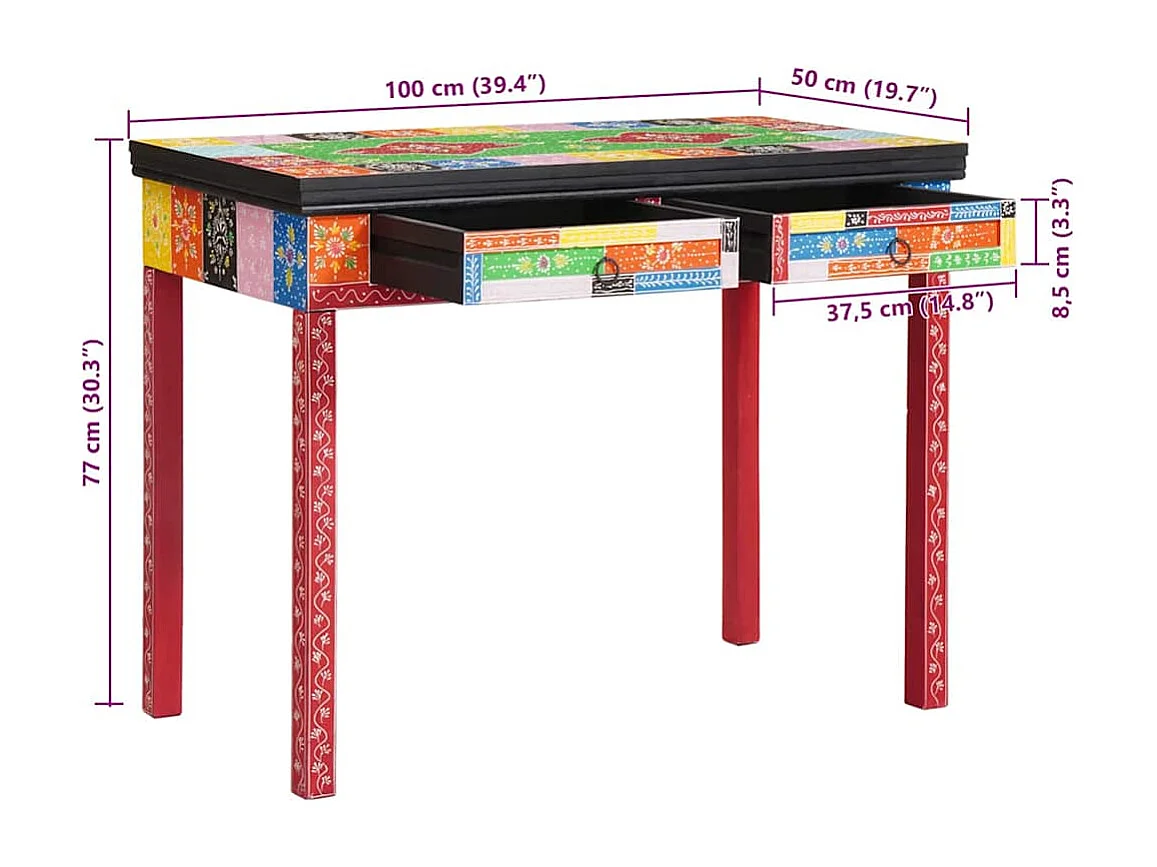Bureau d'écriture avec tiroir Multicolore 100 x 50 x 77 cm