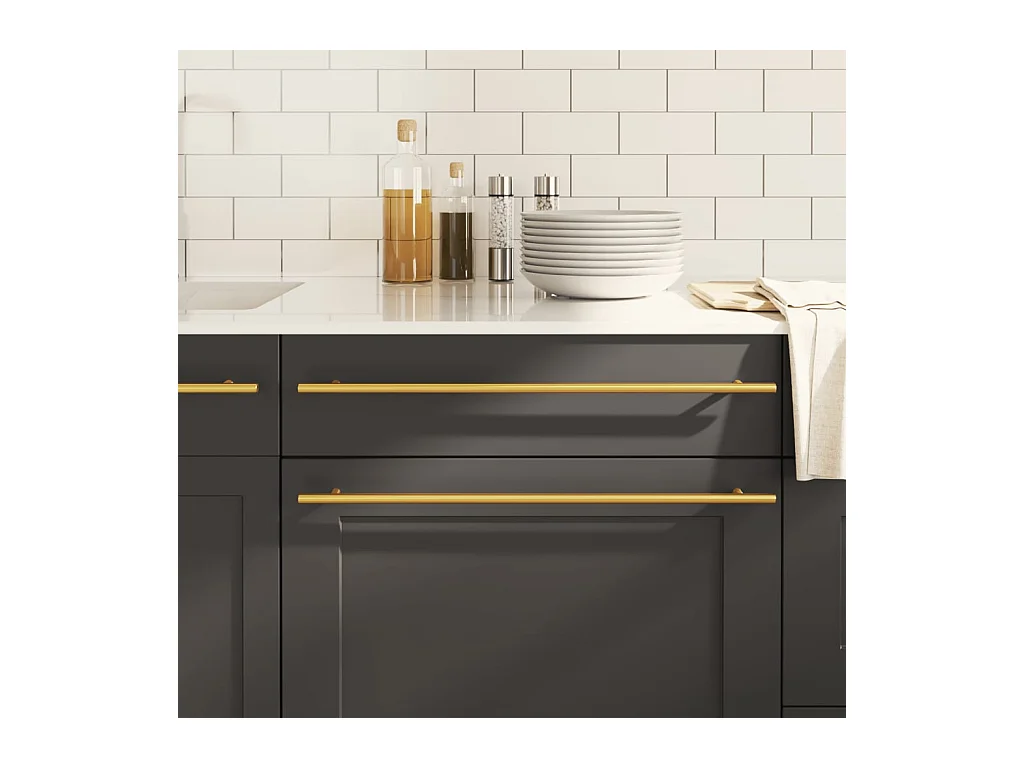 Poignées d'armoire 10 pcs doré 480 mm acier inoxydable