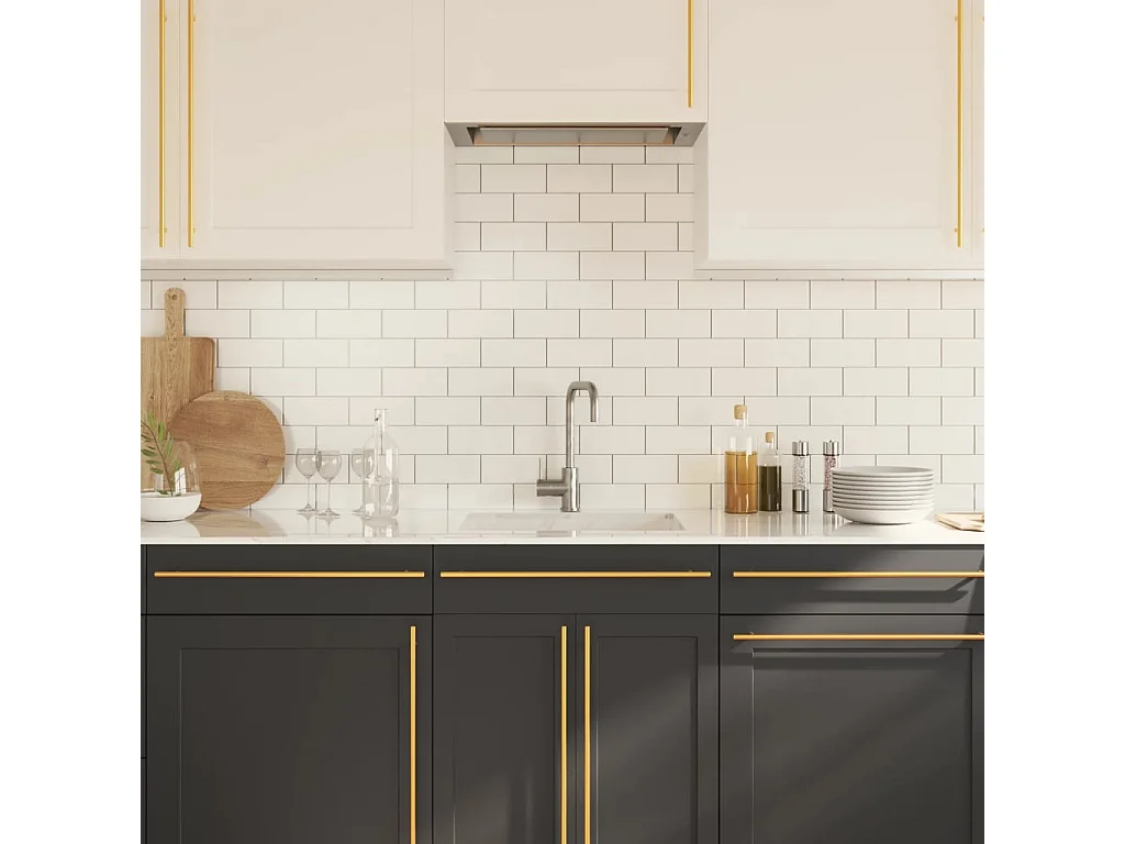 Poignées d'armoire 10 pcs doré 480 mm acier inoxydable