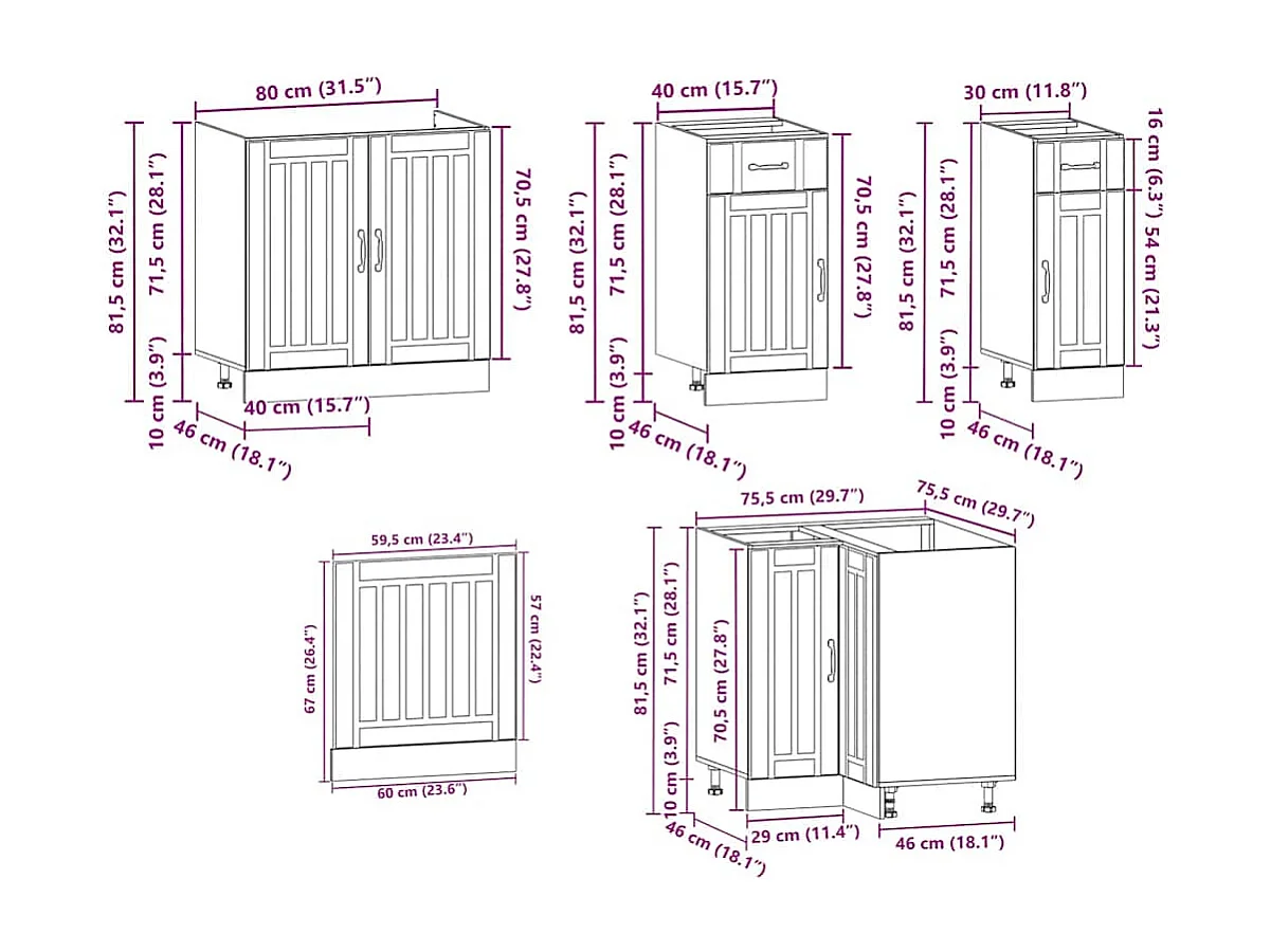 11 peças armário de cozinha conjunto Kalmar branca