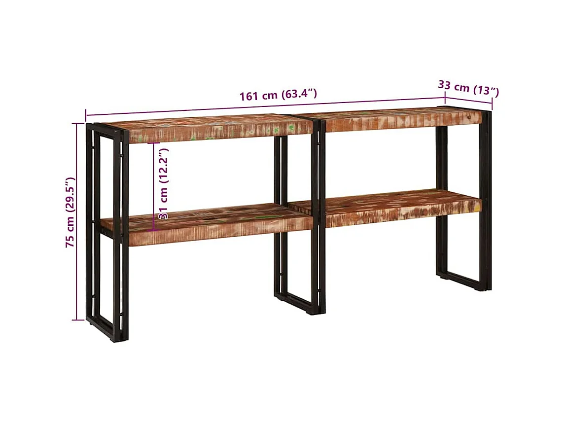 Table console Multicolore bois de récupération massif