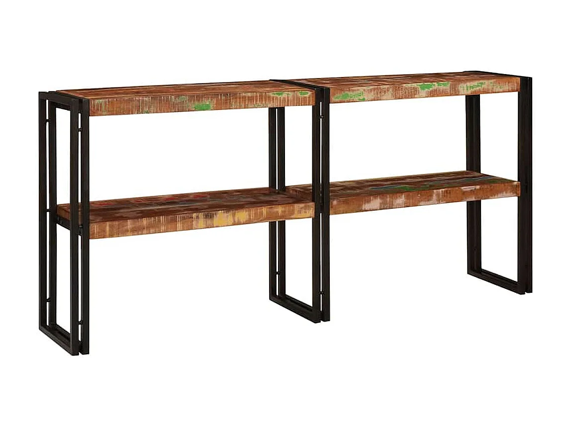 Konsolentisch mit Regal Mehrfarbig Massives upgecyceltes Holz