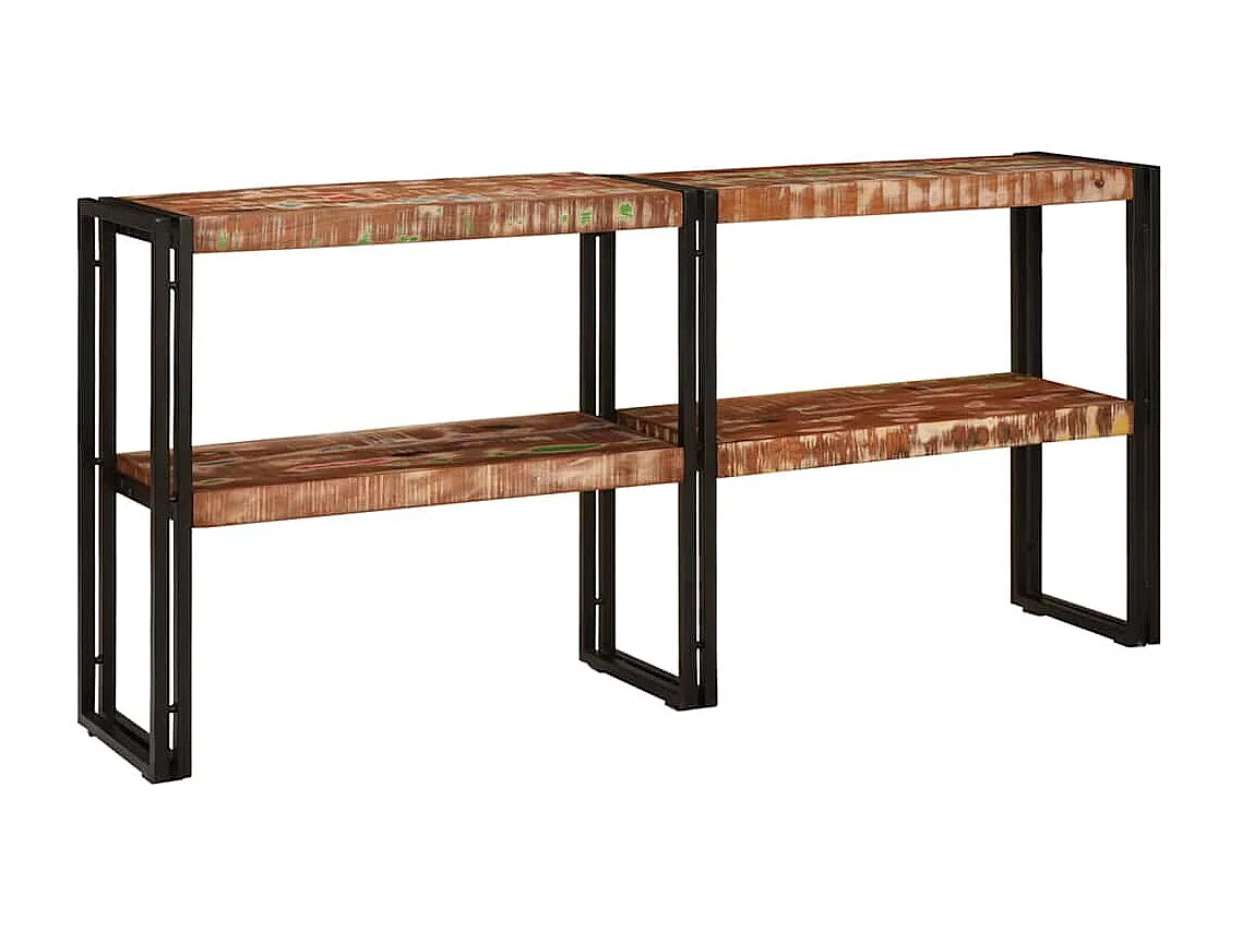 Konsolentisch mit Regal Mehrfarbig Massives upgecyceltes Holz