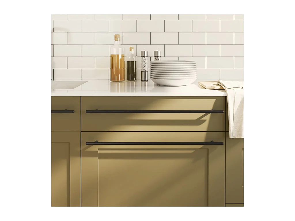 Poignées d'armoire 10 pcs noir 480 mm acier inoxydable