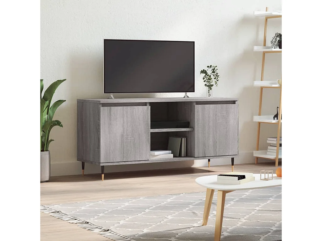 Mobile Porta TV Grigio Sonoma 104x35x50 cm in Legno Multistrato