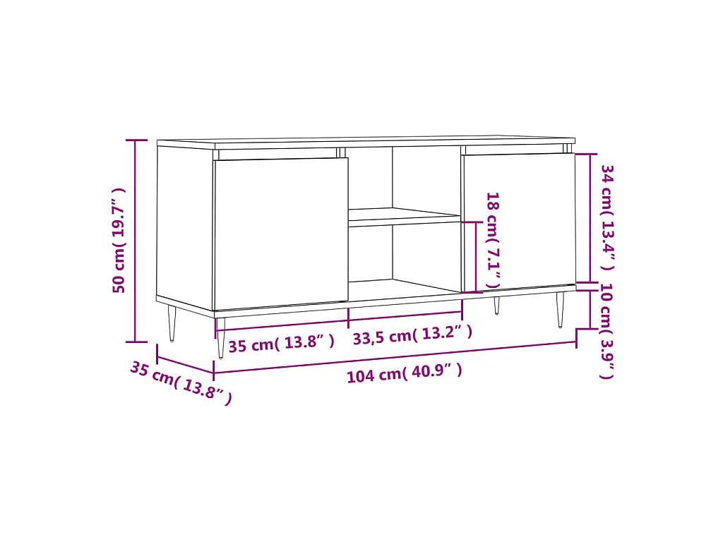 Mobile Porta TV Grigio Sonoma 104x35x50 cm in Legno Multistrato