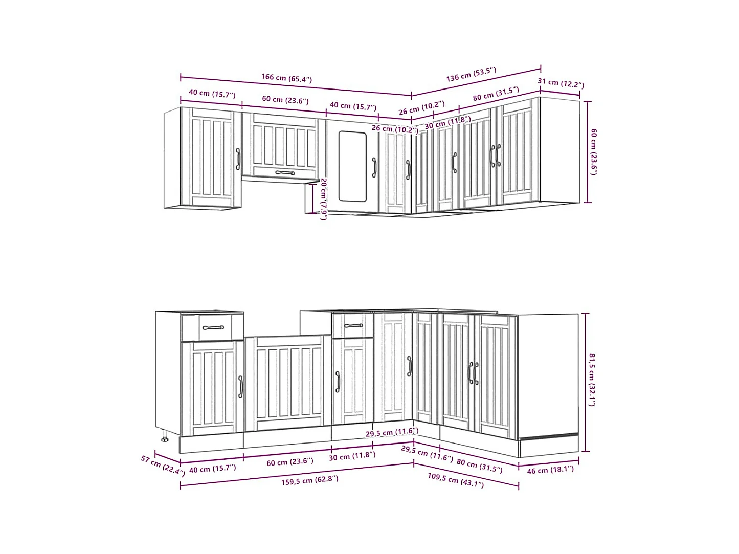Ensemble d'armoires de cuisine 11 pcs Kalmar bois d'ingénierie