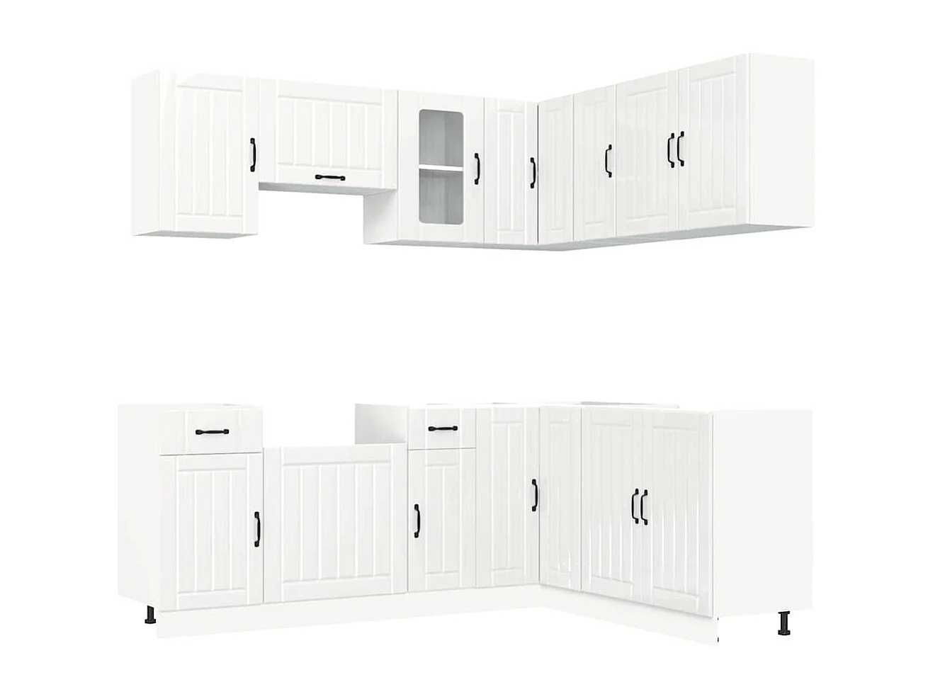 11-delige Keukenkastenset Kalmar bewerkt hout glanzend wit