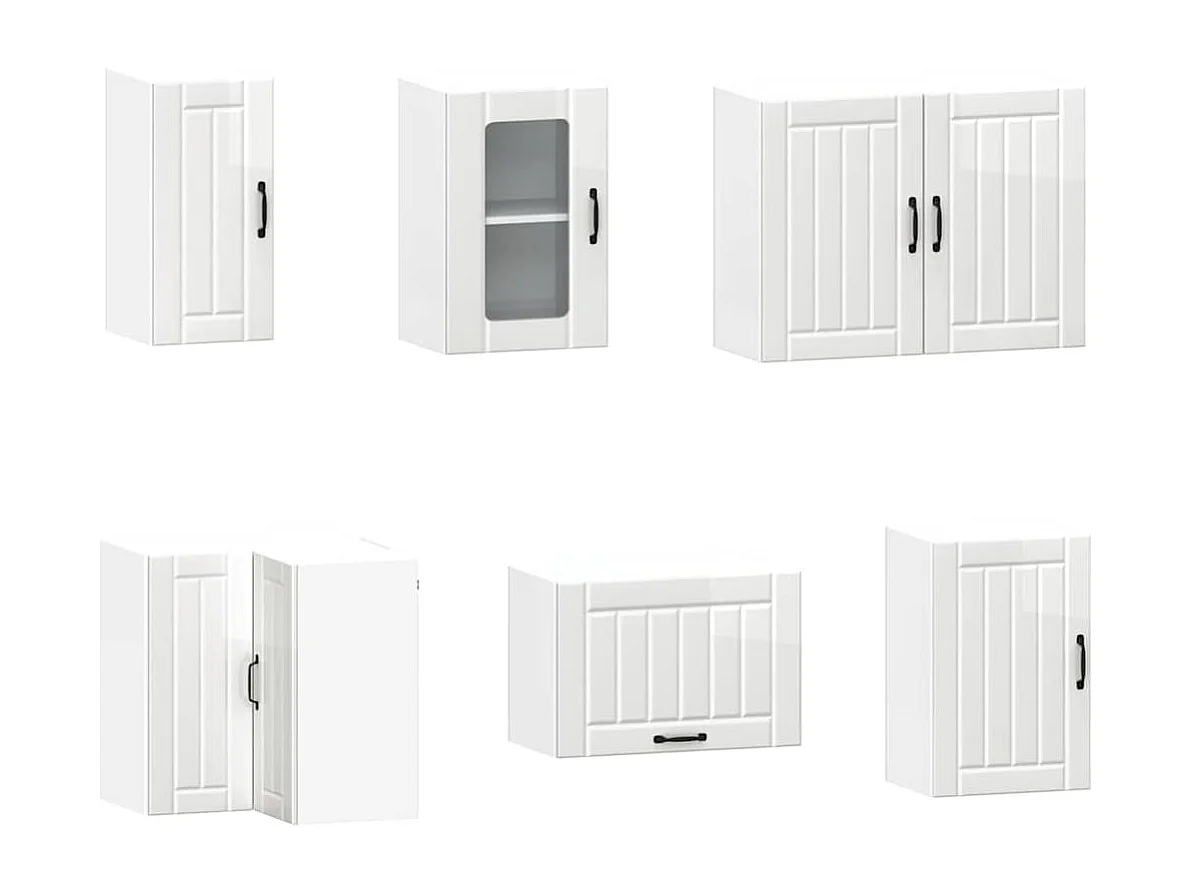 11-delige Keukenkastenset Kalmar bewerkt hout glanzend wit