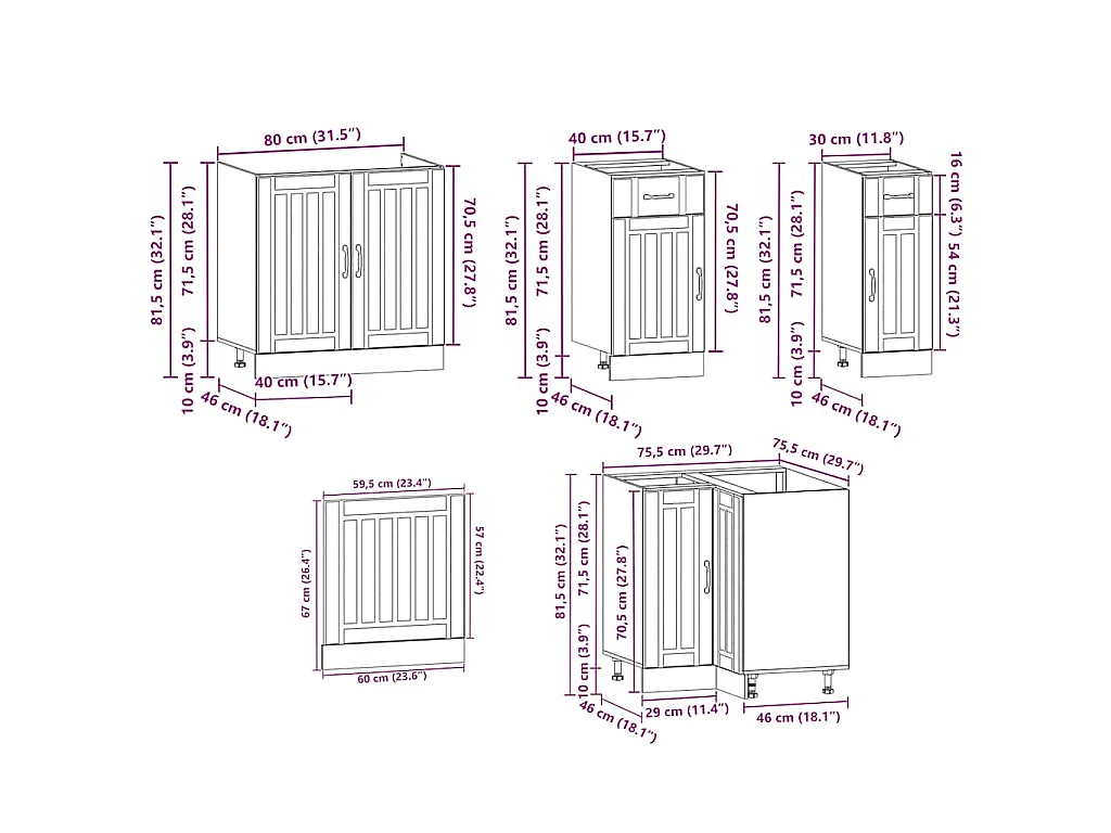 Ensemble d'armoires de cuisine 11 pcs Kalmar bois d'ingénierie