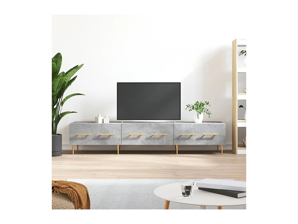 Meuble TV gris béton 150x36x30 cm bois d'ingénierie