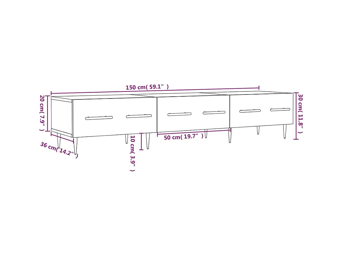 TV-Schrank Betongrau 150x36x30 cm Holzwerkstoff