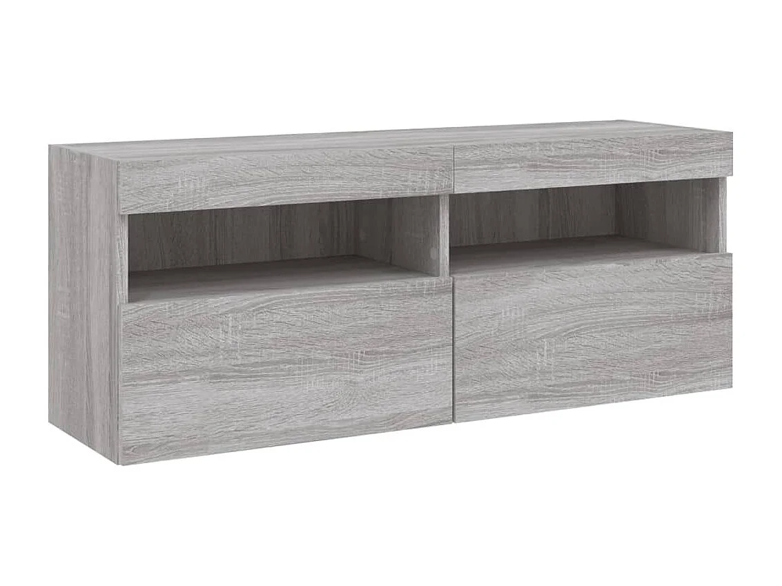 Set Mobili TV a Muro 7 pz con Luci LED Grigio Sonoma