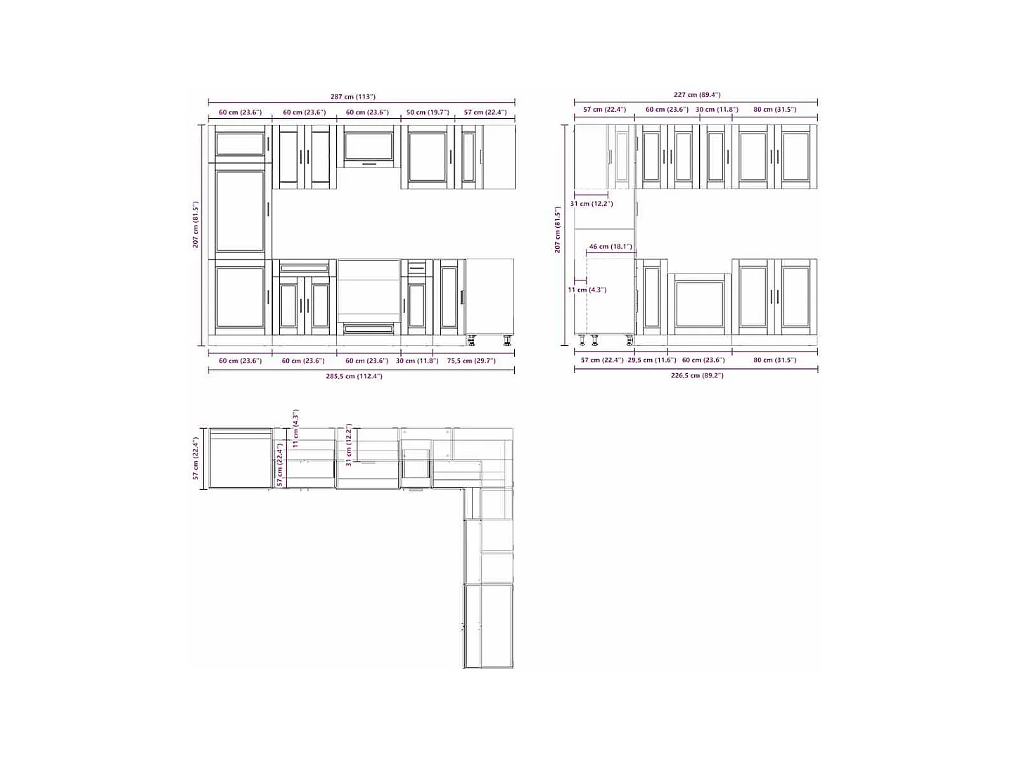 Ensemble d'armoires de cuisine 14 pcs Porto bois d'ingénierie
