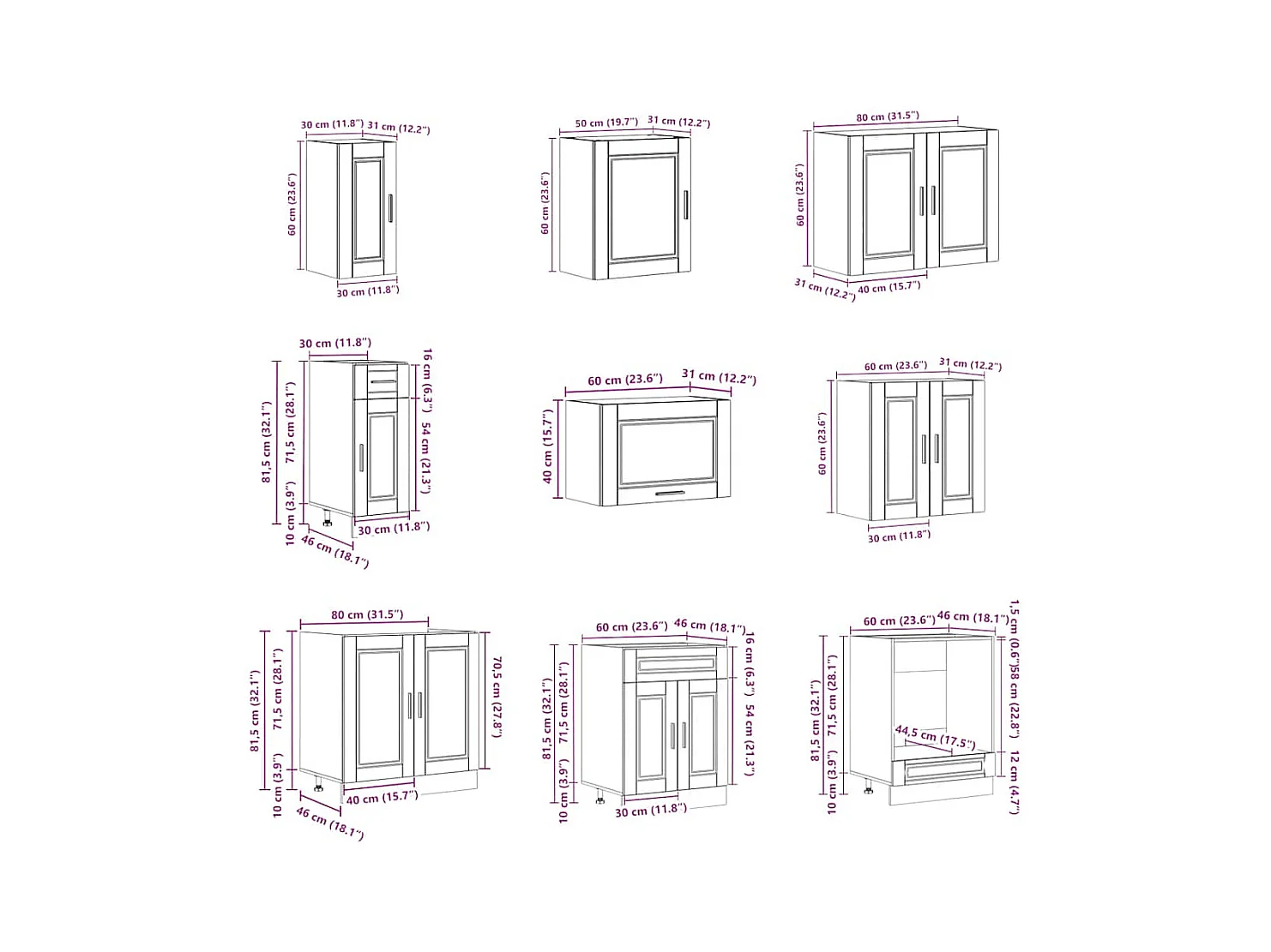 Ensemble d'armoires de cuisine 14 pcs Porto bois d'ingénierie