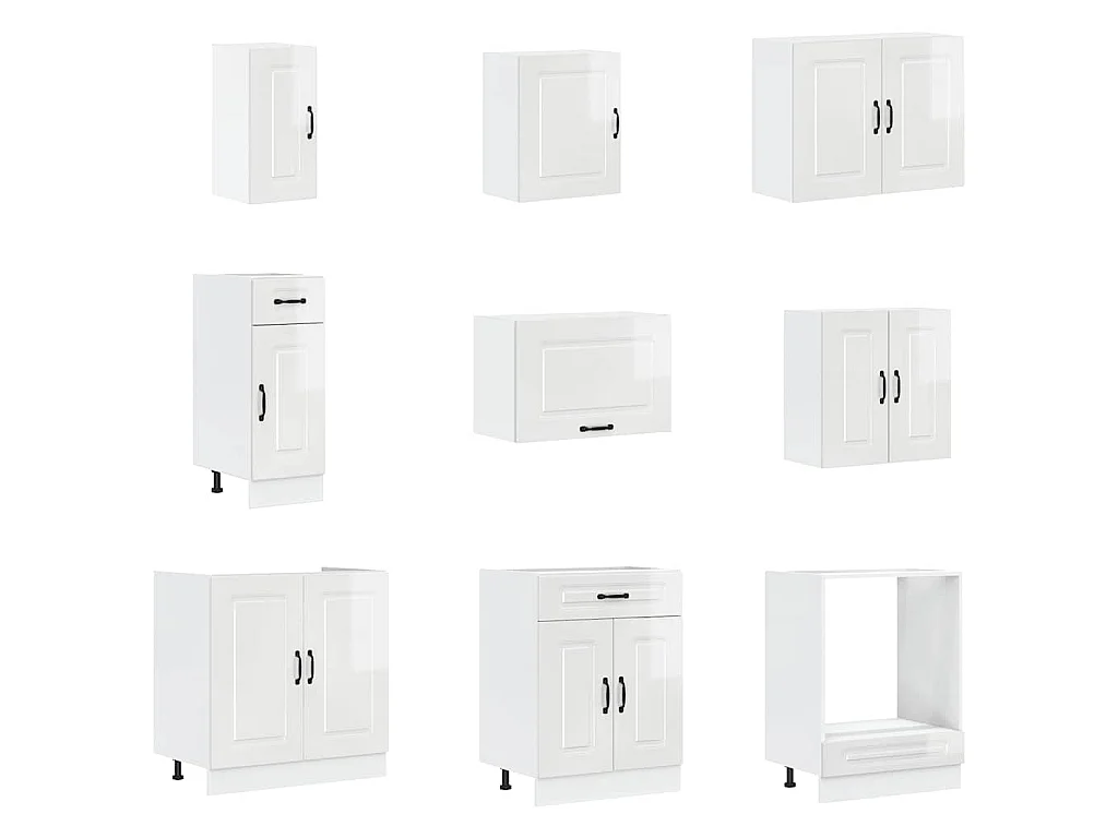 Set Mobili da Cucina 14 pz Porto Bianchi Lucido in Truciolato