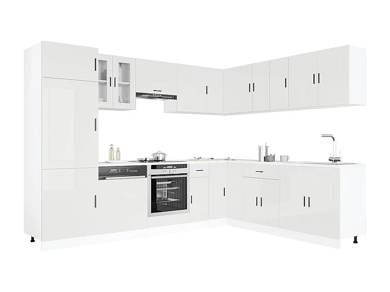 14 peças armário de cozinha conjunto Porto brilho branco