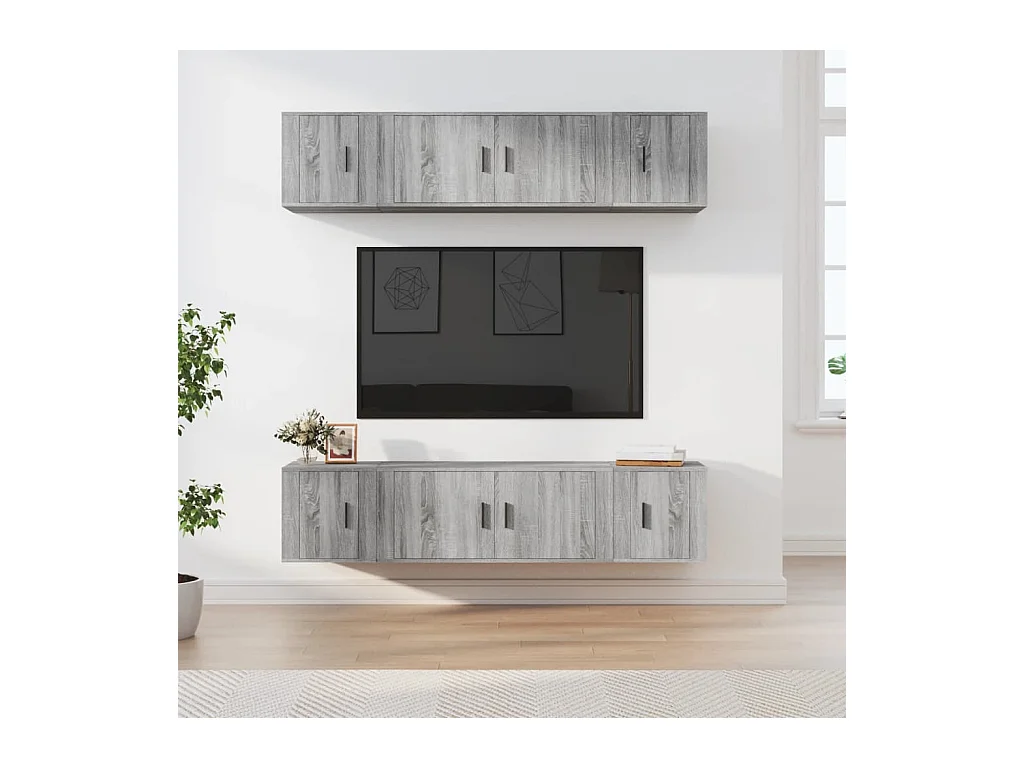 Ensemble de meubles TV 6 pcs Sonoma gris Bois d'ingénierie