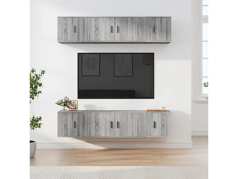 Conjunto móveis de TV 6 pcs madeira processada sonoma cinza